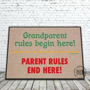 Grandparent Rules Begin Here doormat